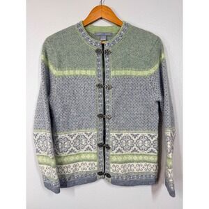 Carroll Reed Sweater Women's Size S 100% Wool Fair Isle Nordic Cardigan